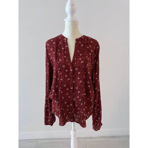NEW- TREASURE & BOND Nordstrom Size S Long Sleeves Red Rust Floral Blouse